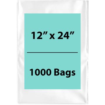 Clear Poly Bags 2 Mil Size: 12 inch (width) X 24 inch (Height) Pack of 1000 Bags